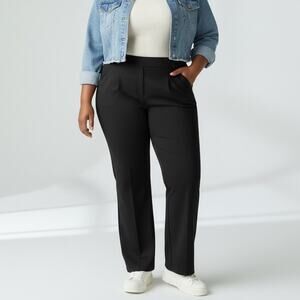 Eddie Bauer Curvy Fit Straight Leg Pants NWT Womens Sz 22W Black Elastic Waist